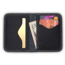 Genuine Handmade Full Grain Pure Leather Bifold Wallet for Men, Slim and Natural