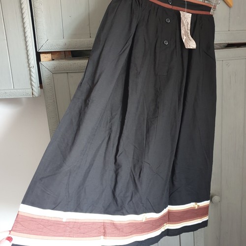 Oasis Trading Black Drindl Skirt Sz S Cotton Bronze Gold Pockets - Picture 6 of 8