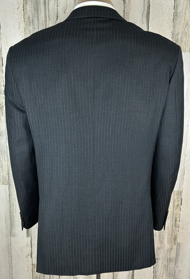 Traje de 2 piezas Vittorio St. Angelo para hombre talla 42L 35x32 gris a rayas [A-1982] Foto 4 de 4