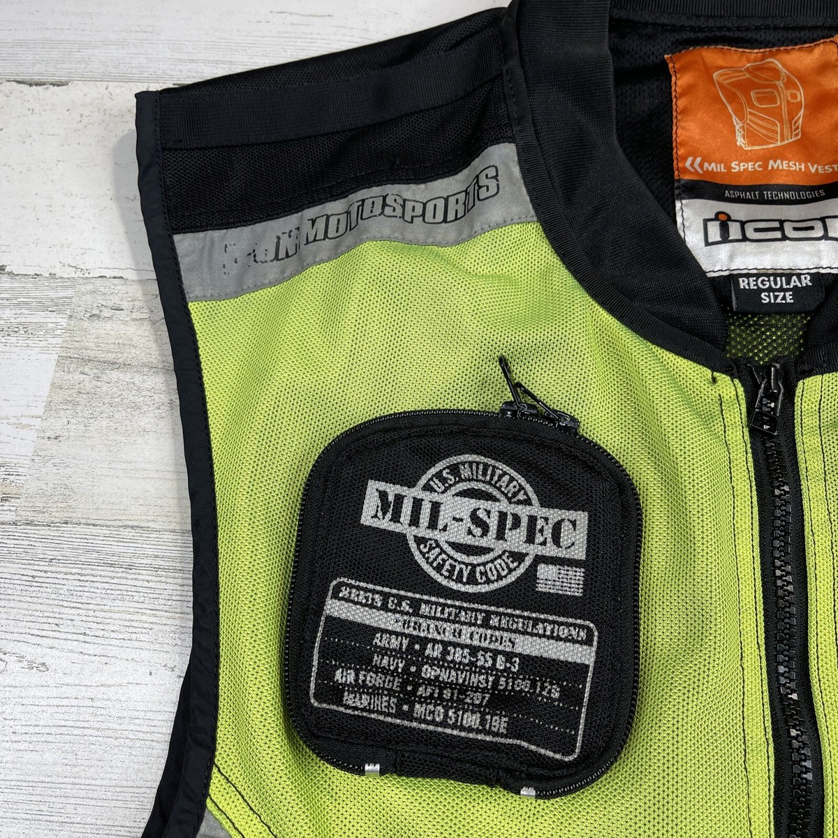 ICON Motorsports Mesh Mil Spec Vest Fluorescent Regular Size