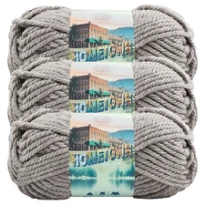 (3 Pack) Lion Brand Yarn 135-149K Hometown Bulky Yarn, Dallas Grey