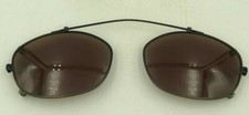 Vintage FL134 Matte Brown Metal Oval Clips Clip-On Sunglasses Eyeglasses
