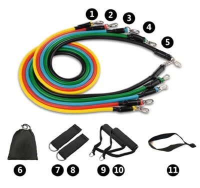 POWERT Resistance Band Set 11 Pies Pull Up Stretching Fitness Workout Muscle training