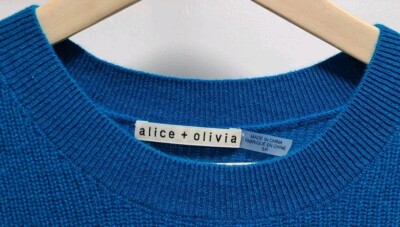 Alice + Olivia Caprice Cashmere Drop Shoulder Sweater Turkish Blue