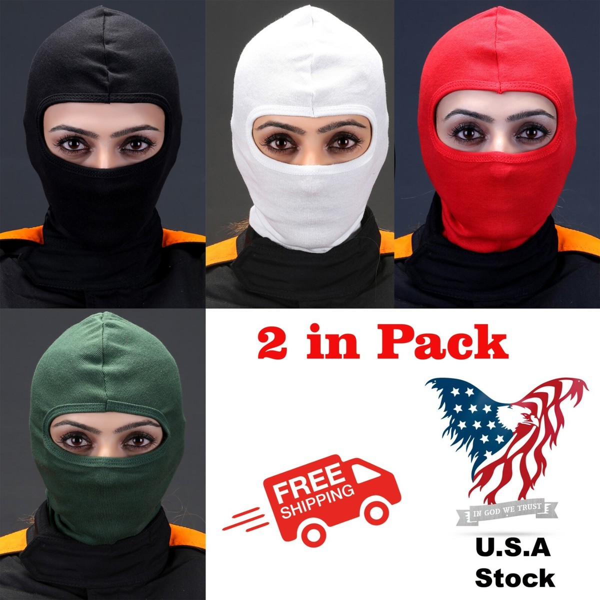 Cuircon 2 Pack Cotton Balaclava Face Mask for Men and Women