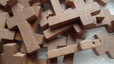 40 Stück Rosenkranz-Holz-Kreuze-Basteln Zubehör 3,5 x 2 cm braun gewachst 2. Wah