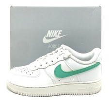  NEW PRE-SCHOOL KIDS NIKE AIR FORCE 1 LOW PS WHITE/EMERLAND FJ3484 104 