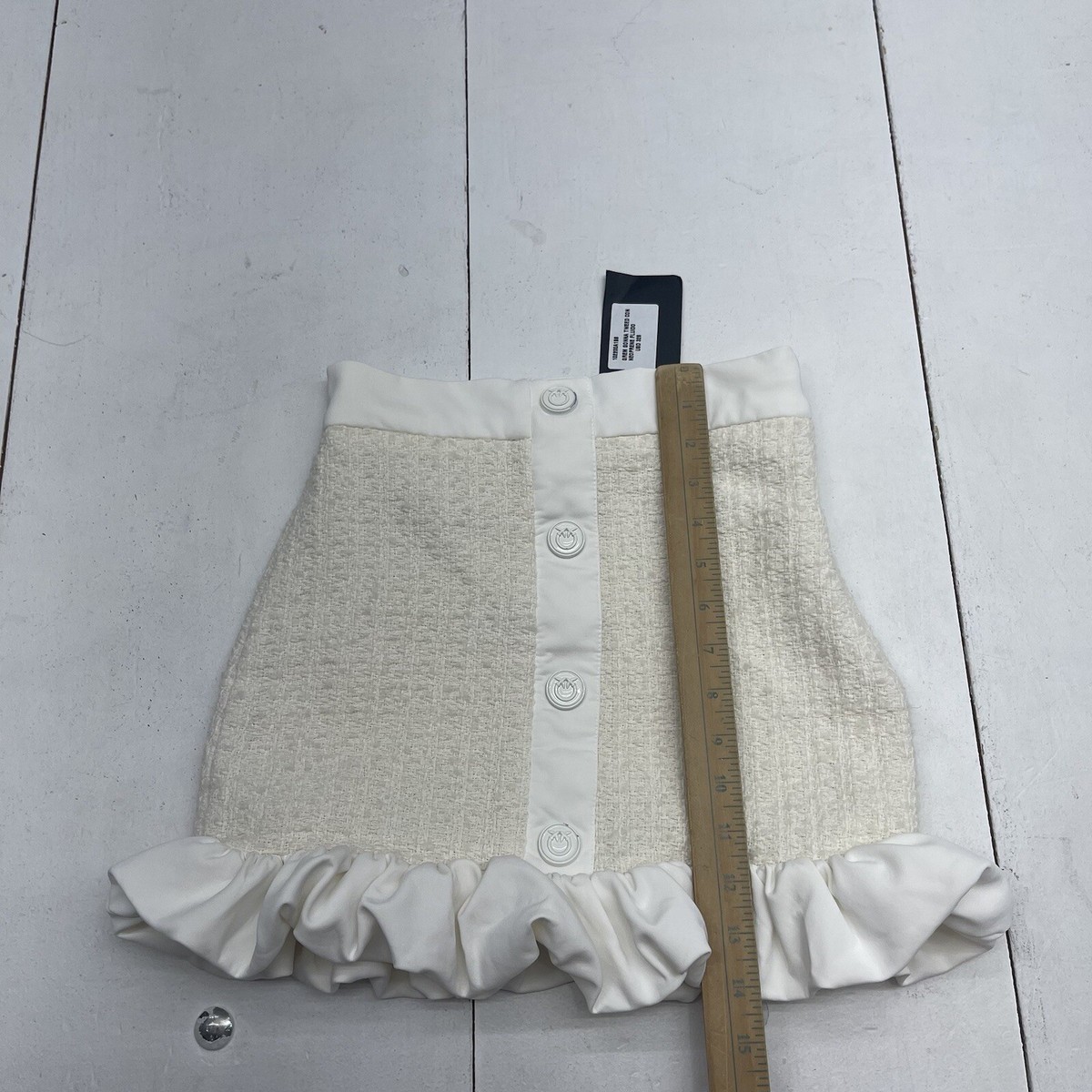Pinko White Grem Gonna Tweed Neoprene Mini Skirt Women's