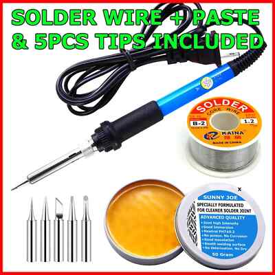 60W Digital Electric Soldering Iron Kit Tempe Adjustable Welding Tool Solder Gun