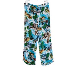 Chicos Vintage Scenic Tropical Flowy Art to Wear Crop High Rise Pants Size 1 M 8