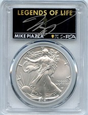 2021 ASE $1 T2 First Production PCGS MS70 Legends of Life Mike Piazza 1oz .999