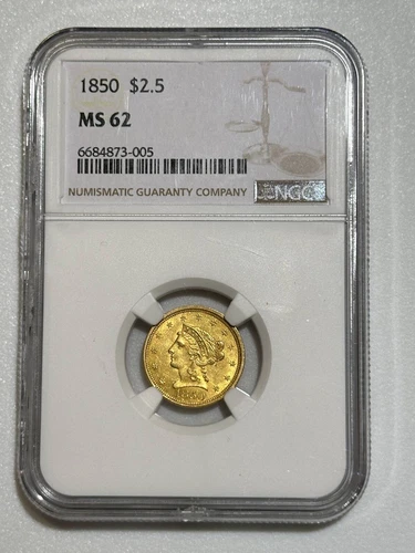 1850 P $2.50 Gold Liberty Head Quarter Eagle NGC MS-62
