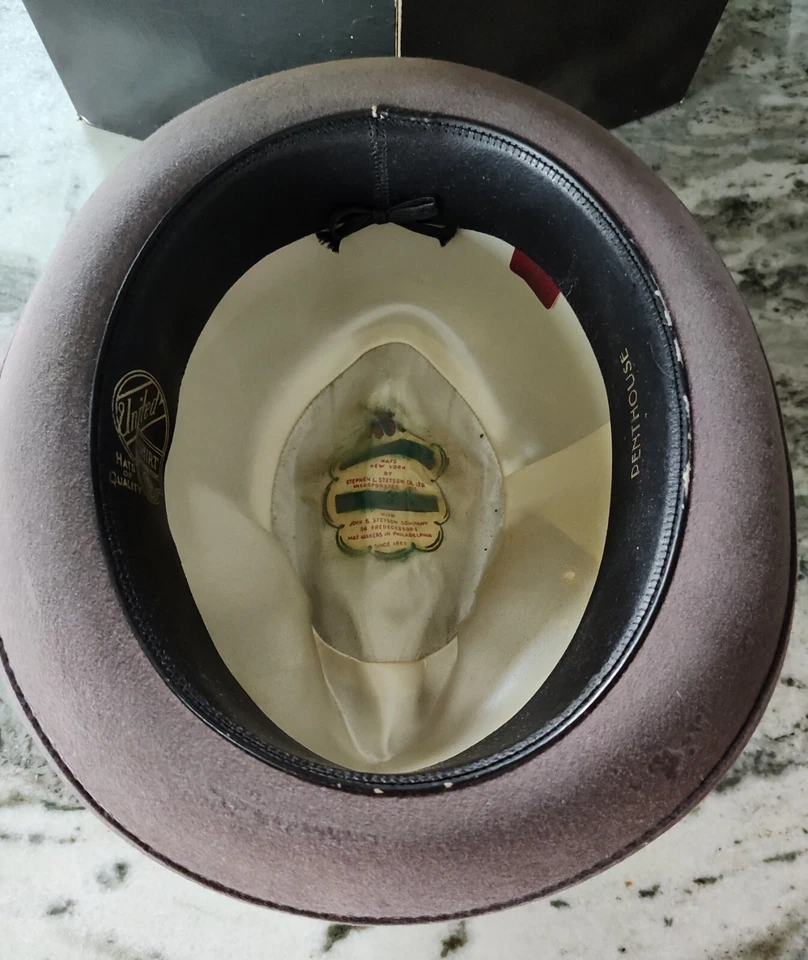 Vintage Stetson Fedora 'Custom V' Grey 1930s Size 7 w/Box - RARE! - Image 3 of 4