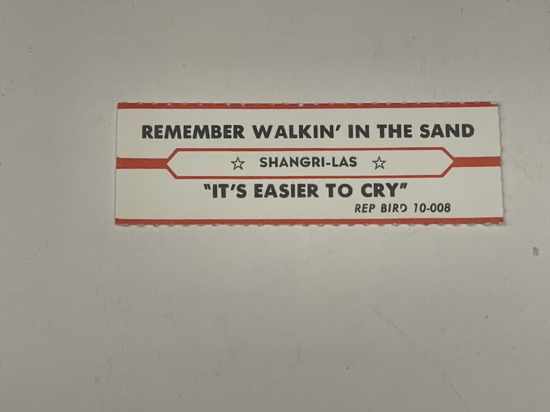 Jukebox Title Strip Shangri-las Remember Walkin’ In The Sand Red Bird