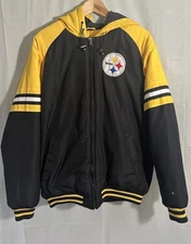 VINTAGE NFL G-III PITTSBURGH STEELERS YELLOW ZIP UP JACKET SIZE MEDIUM USED!