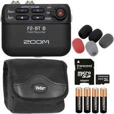 Zoom F2-BT Ultra Compact Field Recorder with Lavalier Mic  Top Accessory Kit
