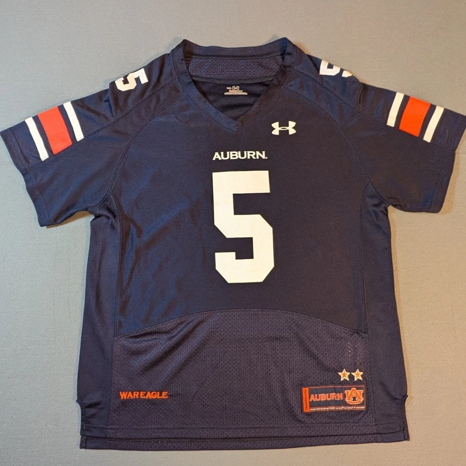 Auburn University Tigers Under Armour Football Jersey #5 Men's Youth XL Navy - Image 3 of 4