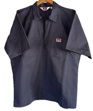 Ben Davis Work Shirt Men's Size Medium 1/4 Zip Navy Black Front Pockets Workwear