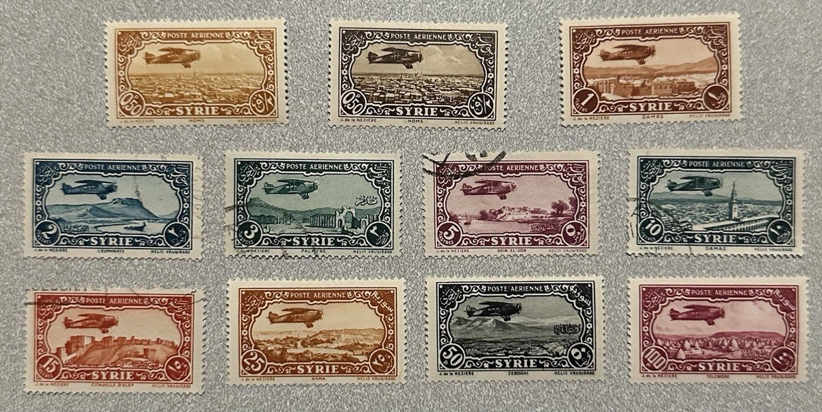 French Colonies 1937 Syria Airmail Stamps SC# C46 - C56 Complete Used & MH (B16)