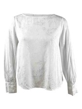 Karen Kane Women's Jacquard Blouson-Sleeve Top (XL, White)