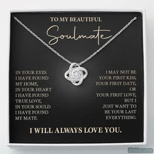 To My Soulmate Necklace, Romantic Jewelry Gift for Wife Girlfriend Anniversary