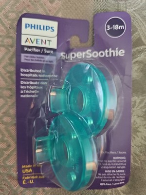 Philips Avent Super Soothie Pacifiers Binky Ages 3 - 18M Months 2PK Teal NEW