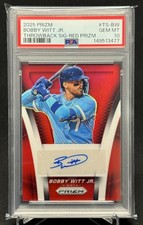 2025 Prizm - Bobby Witt Jr - Throwback Auto Red Prizm /99 - PSA 10 - Pop 7!
