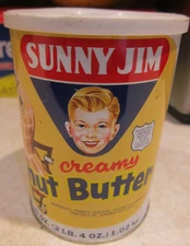 Vintage Sunny Jim Peanut Butter Can with lid 36oz Seattle Wa Puget Sound King Co