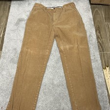 Polo Ralph Lauren Pants Mens 38x34 Brown Corduroy Pleated Cuffed Trousers