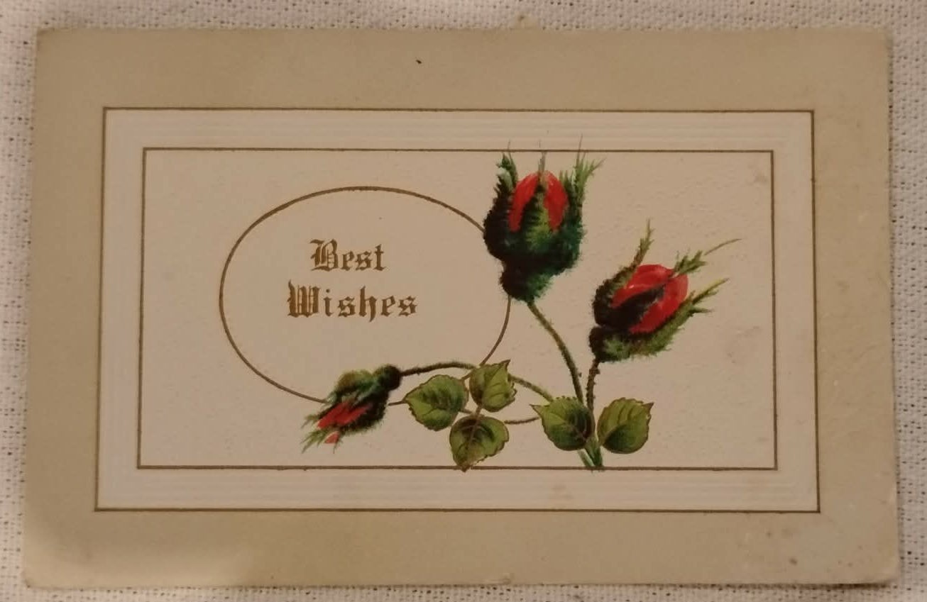 1911 "Best Wishes" with red roses embossed Antique Postcard | eBay
