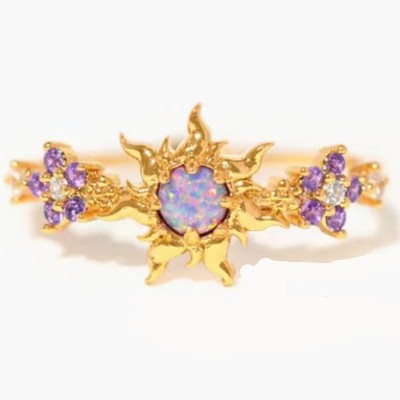 Tangled  SUNDROP FLOWER  Adjustable #4  Gold Plated Ring 
