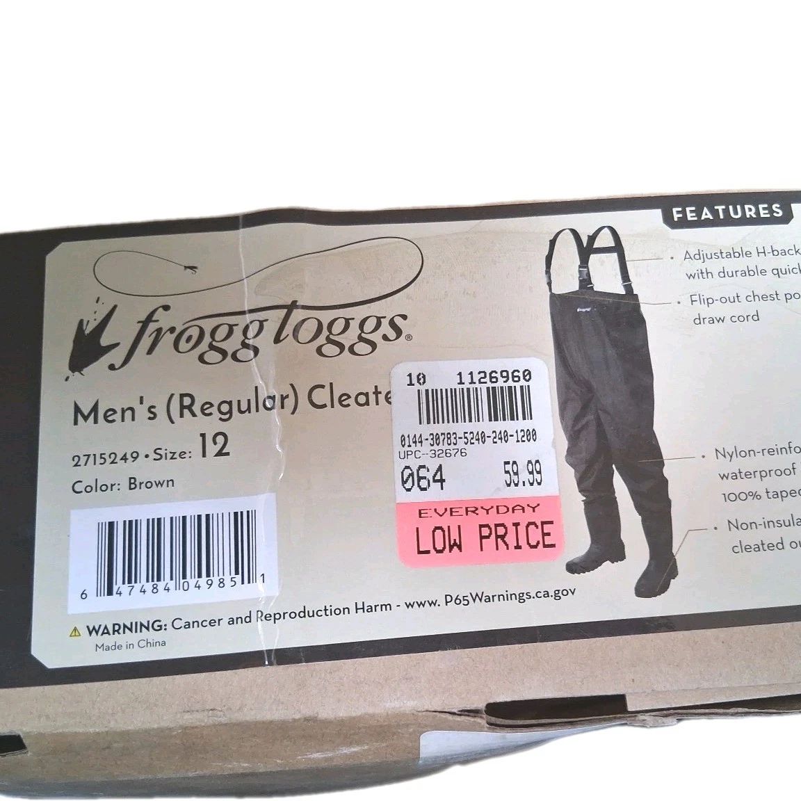 Frogg Toggs Size 12 Rana 2 Men’s CHEST Waders 2715249 Brown PVC