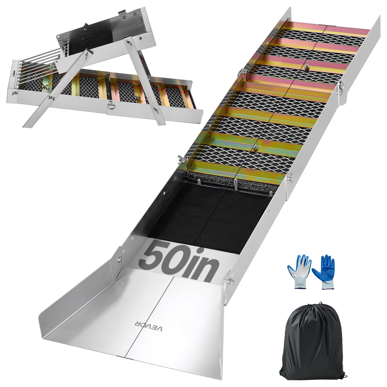 VEVOR High Banker Gold Sluice 2-in-1 Highbanker Sluice Box Aluminum Alloy 50"