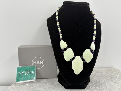 Jay King DTR Mintgrün Edelsteine Lila Amethyst Perlen Bahnhof Halskette Selten