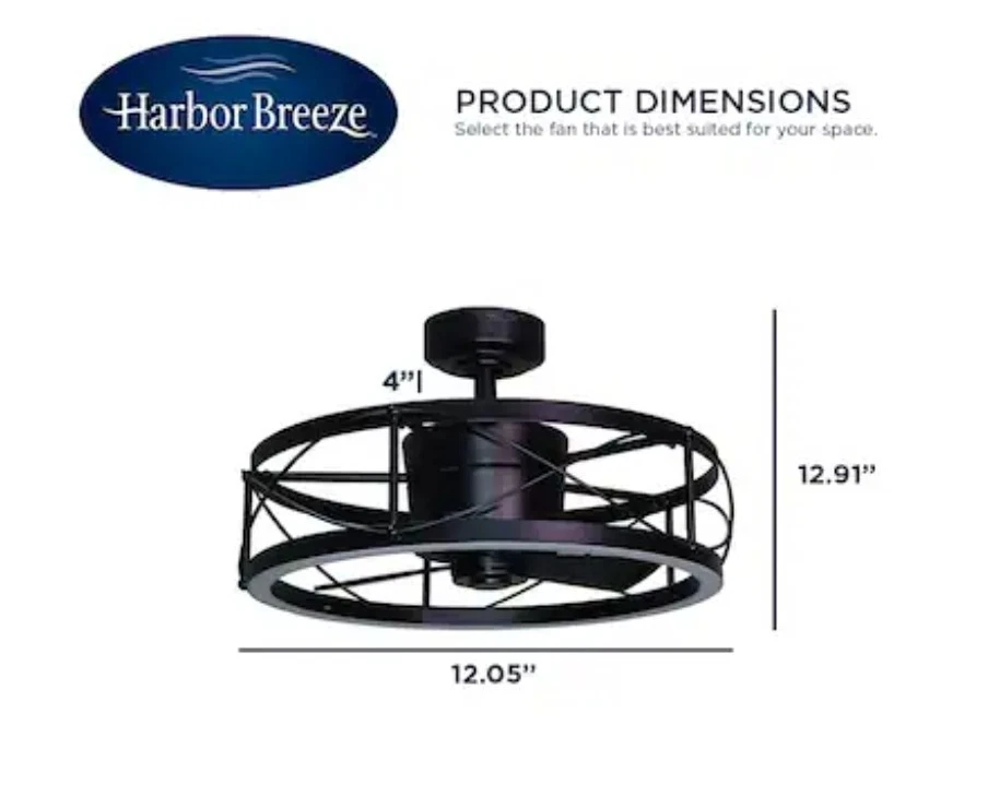 Harbor Breeze Yorkmont 23 pulgadas LED integrado negro con cuchillas negras mate... R1W3 Foto 3 de 4