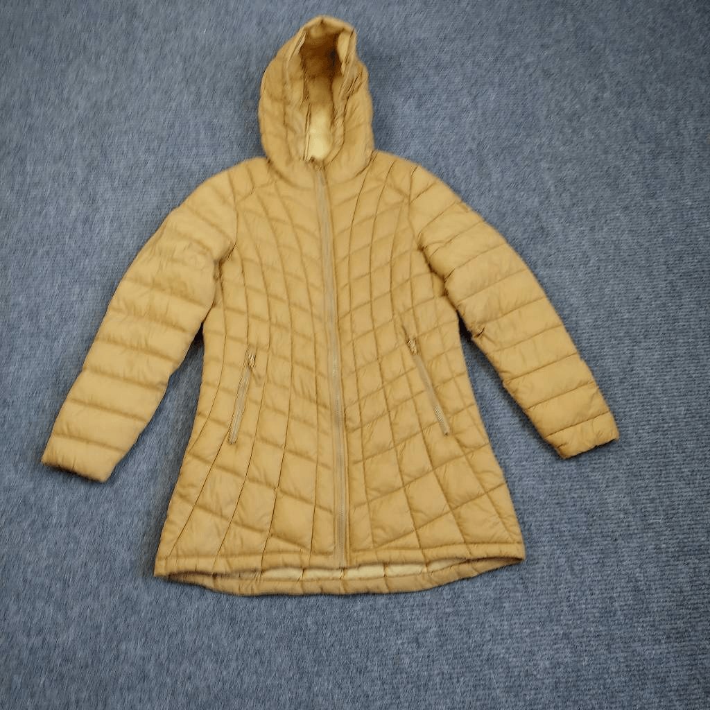 Reebok Womens Medium Tan Puffer Hooded Trench Coat for Outdoor Athleisure Gorpcore Style-image
