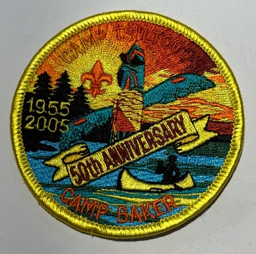 1955 2005 Camp Baker 50th Anniversary Yellow Boy Scout Patch RC0