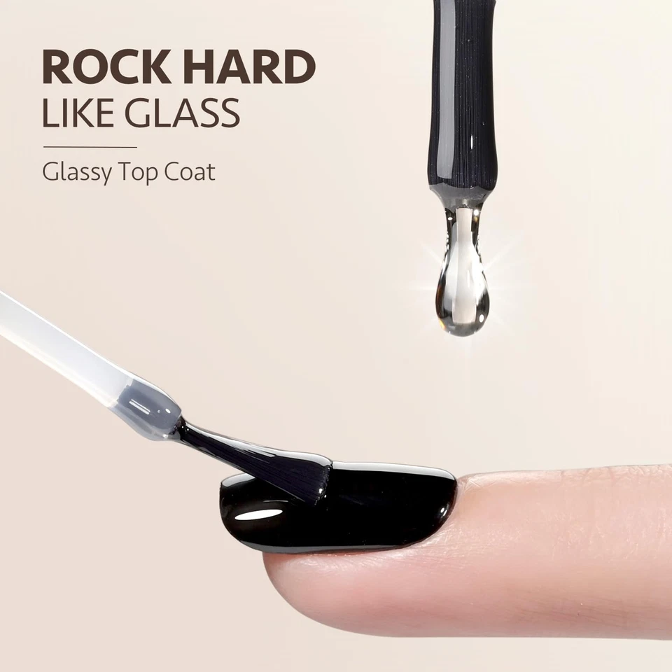 Juego de capa superior y capa base de gel, 2 piezas capa superior vidriosa de 7,3 ml y base sin limpiar Foto 2 de 4