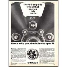 1967 E-T Mags Wheels Vintage Print Ad Uni-Lug Performance Car Parts 60s Wall Art