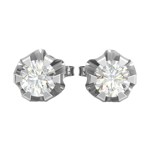 1/5ct Round Lab-Created Diamond 6 Prong Buttercup Stud Earrings 14k Gold FG VS2 - Picture 8 of 21