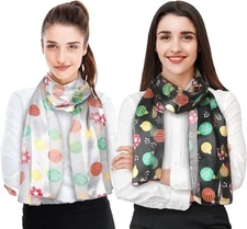 CBC Crown Silk-Feeling Black Grey Christmas Ornament Scarf 13"x60" Made in Korea