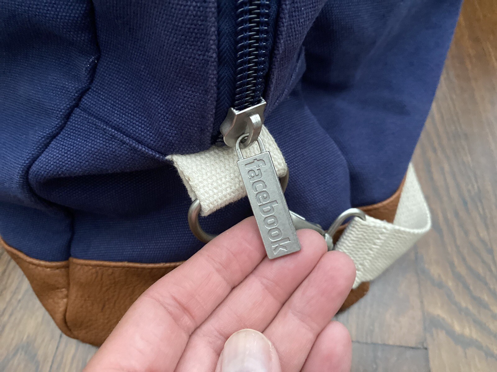 Rare Vintage Facebook 10 Year Anniversary Canvas Leather Duffle Gym Bag