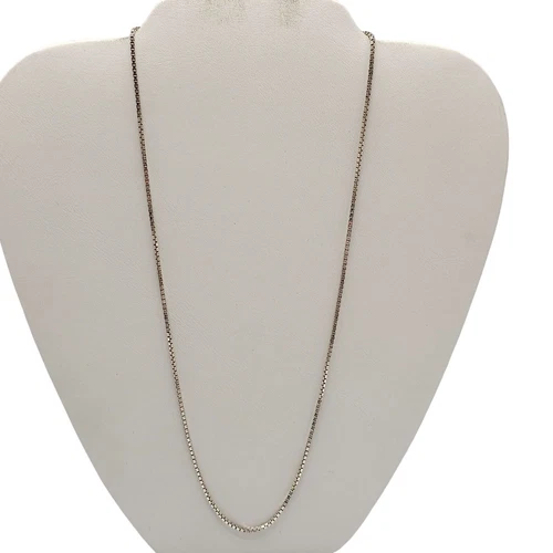 KC 925 Sterling Silver Box Chain Long Necklace Spring Ring Clasp Vintage