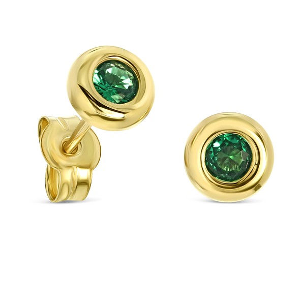Miore - Ohrstecker Aus Gelbgold, Ohrringe 9 Karat 375 Gold - Mit Smaragden-image