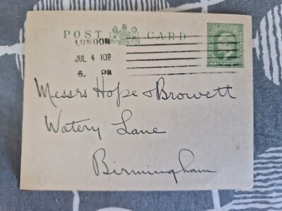 Edward VII Postkarte 1910 G&R Wills & Co. Tabak nach Hope & Browett Birmingham