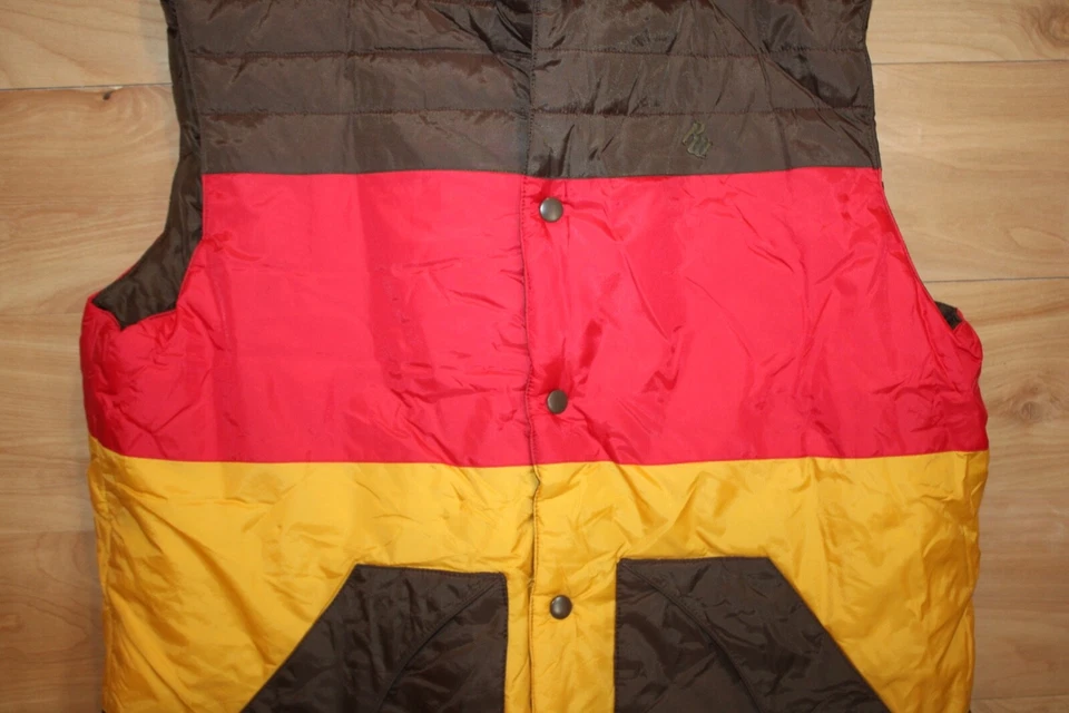 Rocawear Mens Red Brown Yellow Puffer Vest Size Large - Image 3 of 4