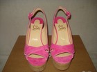 100% AUTH NEW WOMEN LOUBOUTIN REINE LIEGE PINK SUEDE 120 WEDGE SANDALS US 10 — photo 4