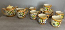 Vintage Small Ceramic Japanese Children's Tea Set 14 Pieces Pot w Lid Plates Cup