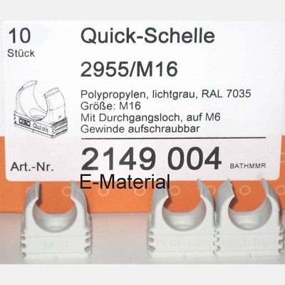 10 Stück  2955 / M16 OBO Bettermann Quick- Schellen M16