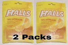 HALLS Honey Lemon Flavor Menthol Drops Triple Soothing Action  14 drops